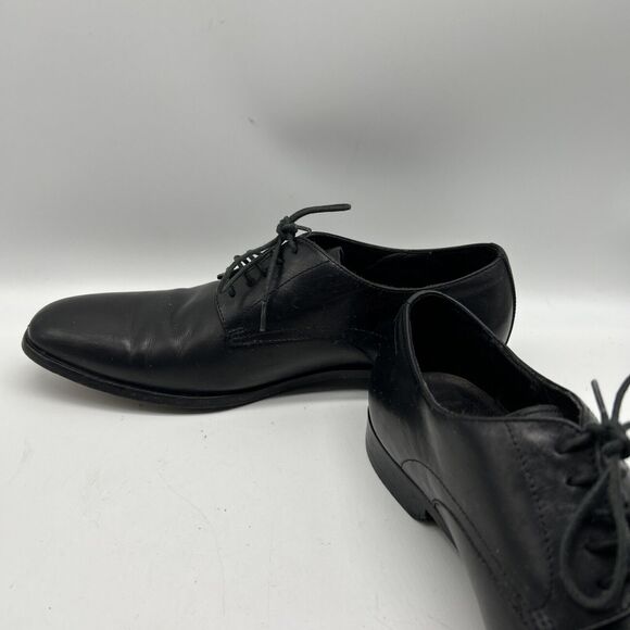 Hugo Boss Mens 7.5 Black Vero Cuoio Leather Dress Oxford Casual Formal - Picture 6 of 9